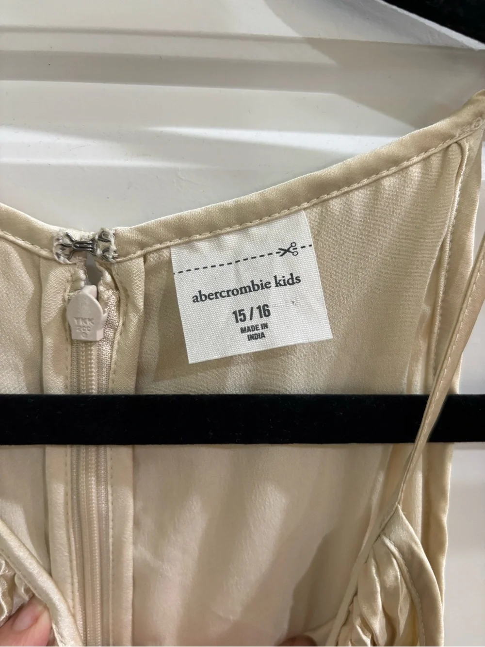Abercrombie kids Cream Satin Spaghetti Strap Dress